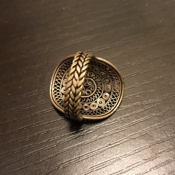 Boho pure silver medallion ring - Picture 3 of 3